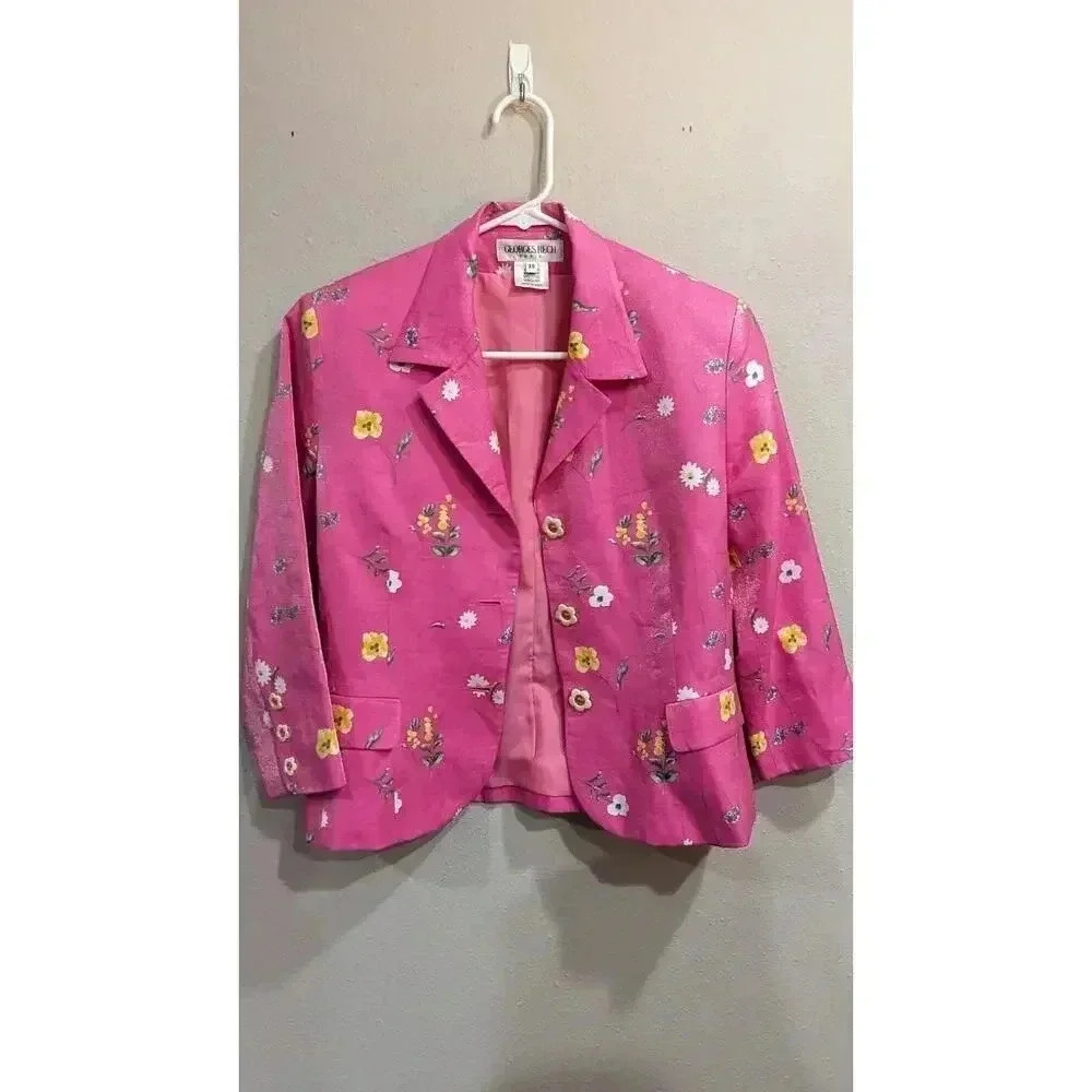 Womens Georges Rech Paris Pink Viscose Suit/skirt